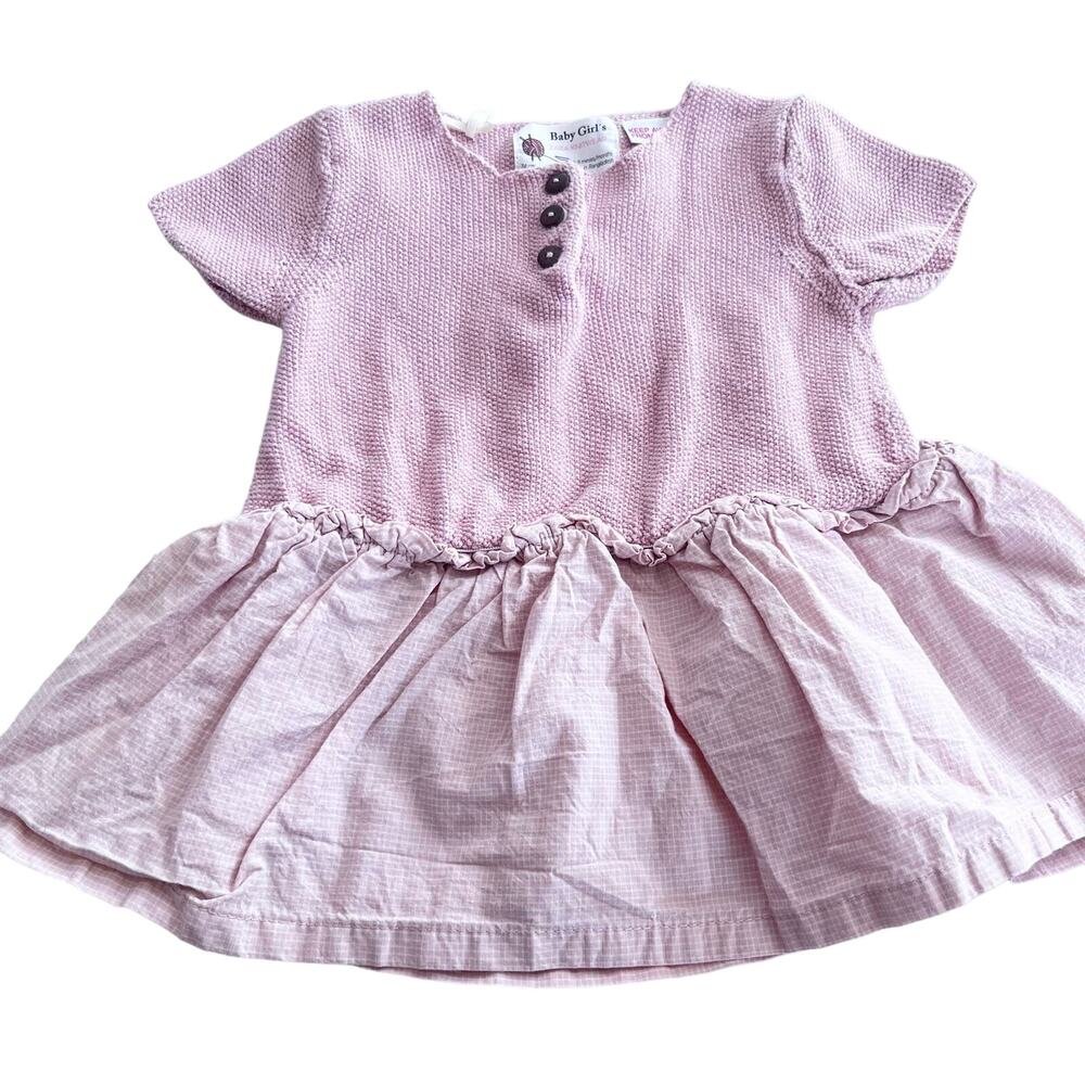 Zara girls combination knitwear checkered dress size 6/9 months
